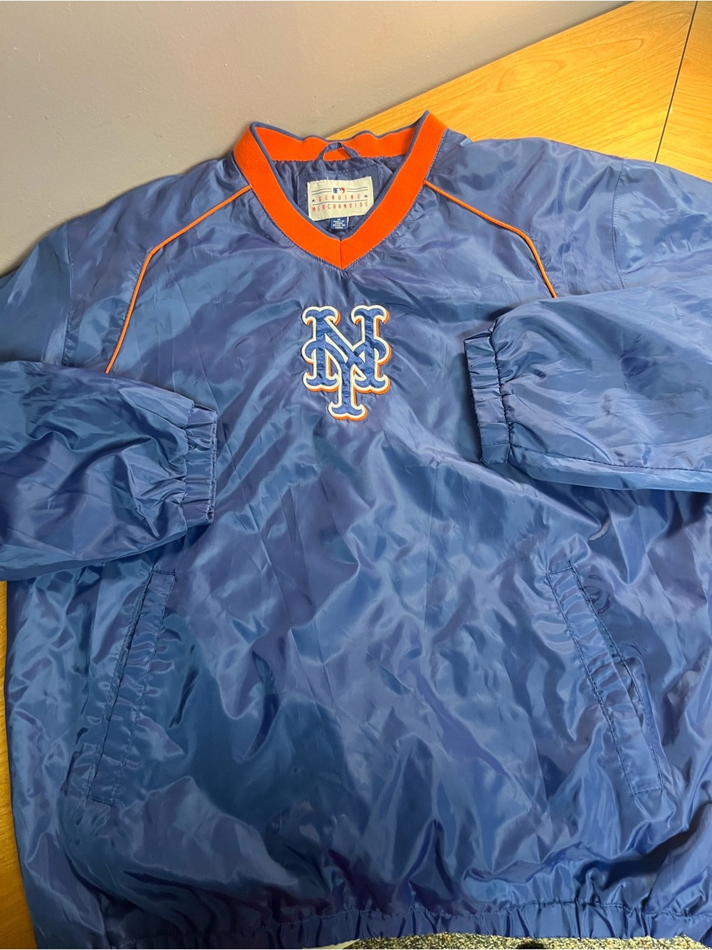 Vintage NY Mets Pullover Windbreaker Jacket Mens M V-Neck MLB